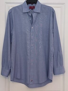 Nordstrom Classic Mens buttondown dress shirt blue/white checkered Size 16-33